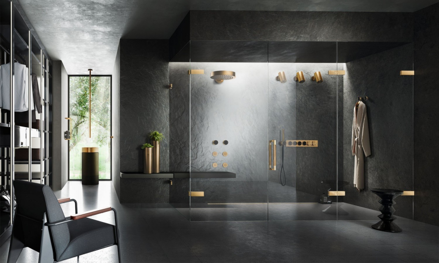 Зажим стена-стекло Gessi Shower G, цвет Brass PVD - изображение 1