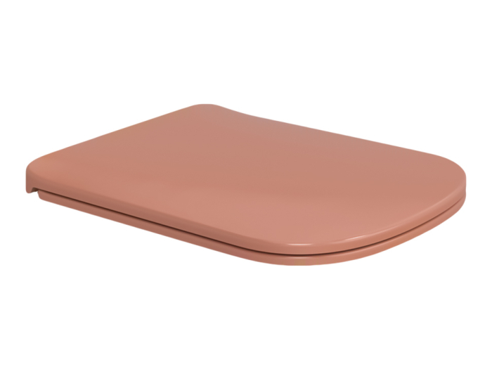 На изображении товар Сиденье для унитаза Flaminia Play Slim, быстросъёмное, с механизмом плавного закрывания soft-closing, цвет Terracotta от официального представителя в Москве