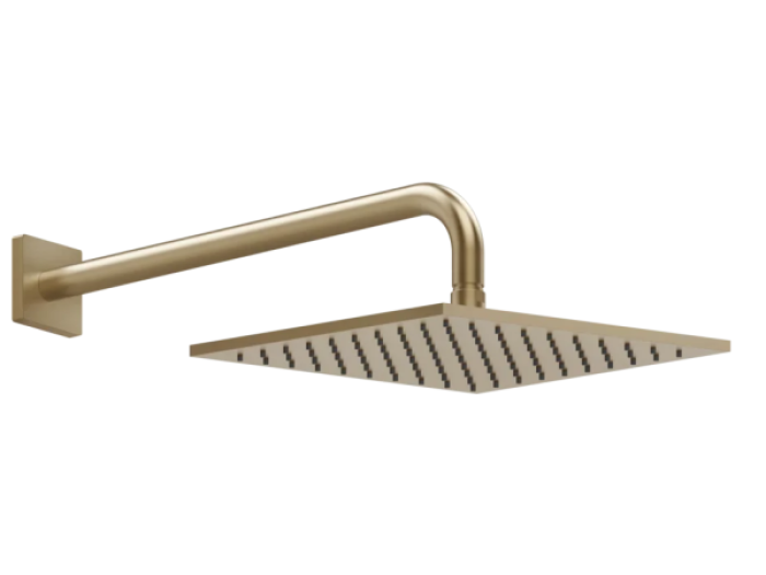 На изображении товар Верхний душ Gessi Rilievo 250х250 мм, шарнирный, для настенного креплениям, цвет Warm Bronze Brushed PVD от официального представителя в Москве