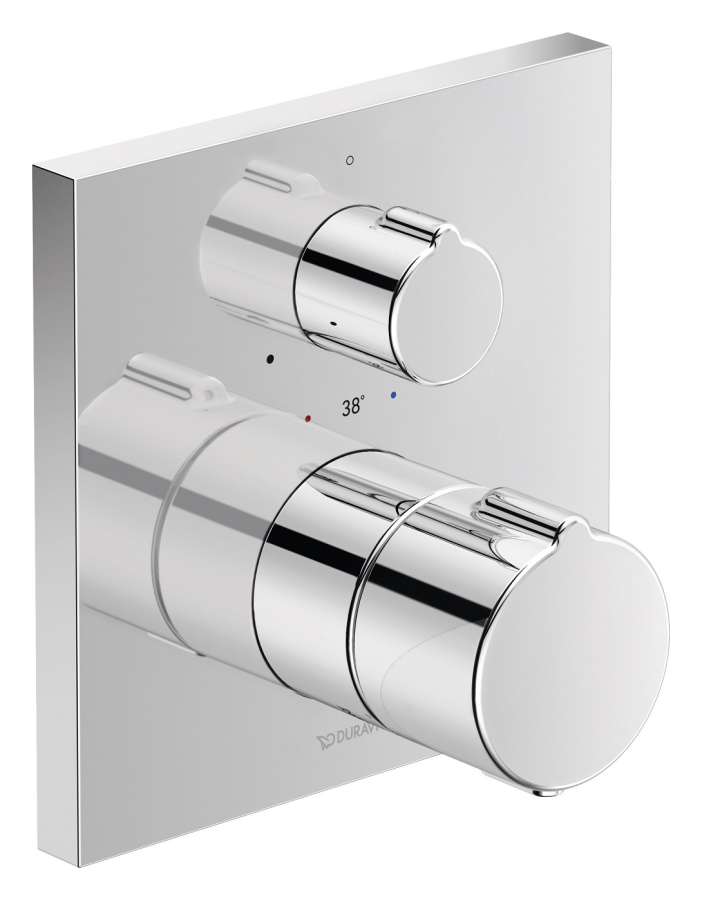 Термостатический смеситель для душа Duravit C.1, внешняя часть, 1 выпуск, квадратная накладка, цвет хром