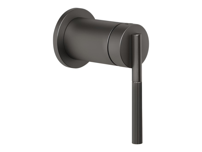 На изображении товар Смеситель Gessi Ingranaggio, встраиваемый, однорычажный, на 1 выход, внешняя часть, цвет Black Metal Brushed PVD от официального представителя в Москве