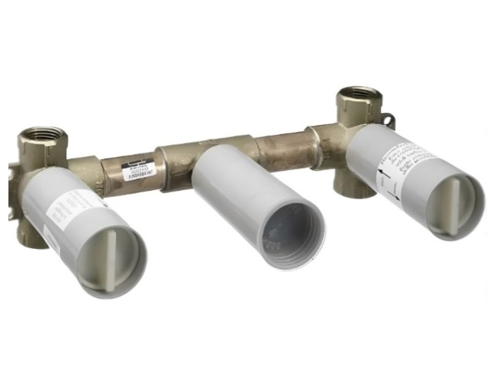 На изображении товар Внутренний механизм смесителя Axor, встраиваемая скрытая часть 10303180, для настенного смесителя для раковины, на 3 отверстия от официального представителя в Москве