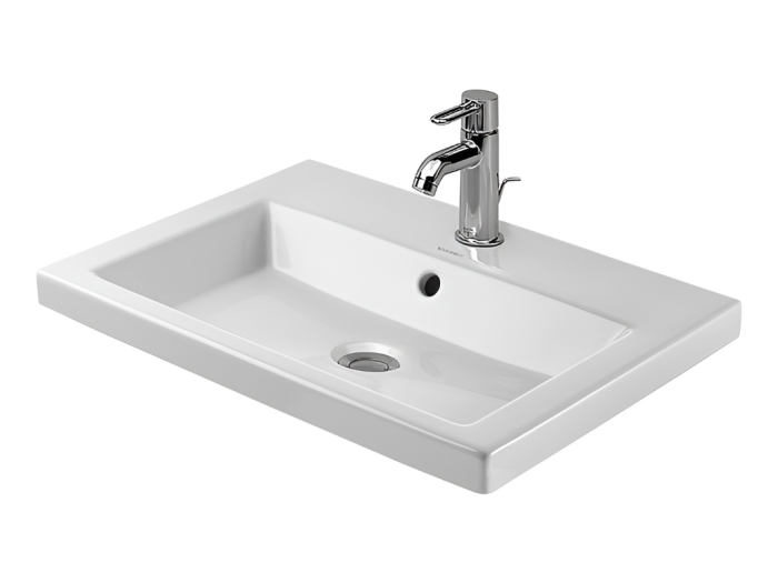 На изображении товар Раковина Duravit 2nd floor встраиваемая сверху, 600х430 мм, с 1 отверстием для смесителя, цвет белый от официального представителя в Москве
