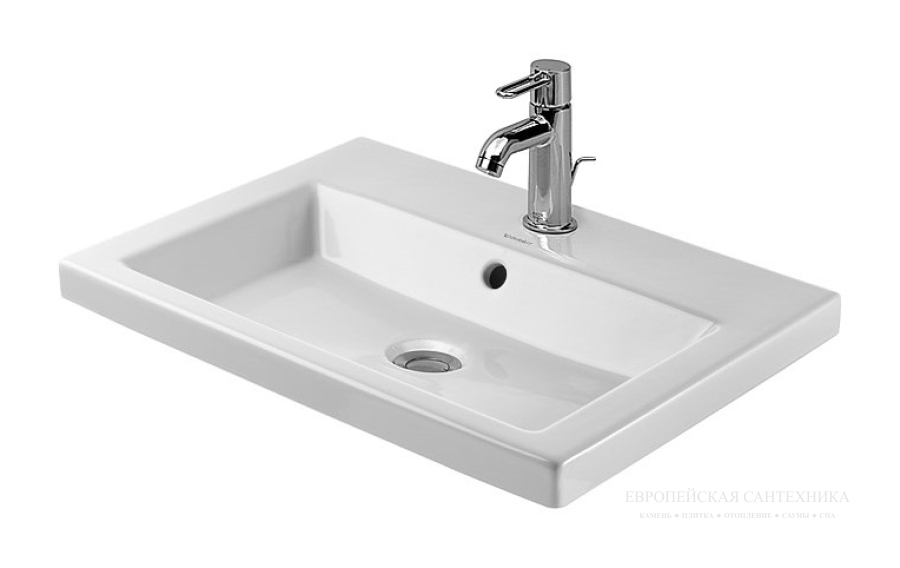 Раковина Duravit 2nd floor встраиваемая сверху, 600х430 мм, с 1 отверстием для смесителя, цвет белый