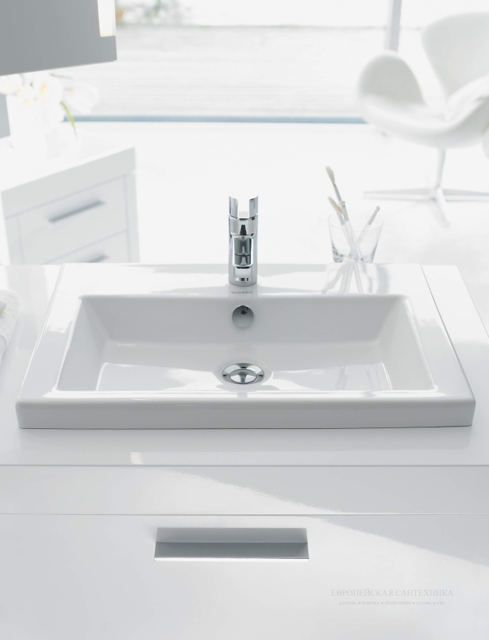 Раковина Duravit 2nd floor встраиваемая сверху, 600х430 мм, с 1 отверстием для смесителя, цвет белый - изображение 1