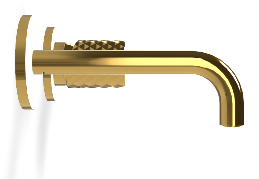 Смеситель для раковины Carlo Frattini Spillo Tech, ручка X Collection, настенный, с донным клапаном Click-Clack, излив 150 мм, внешняя часть, цвет золото - изображение 2