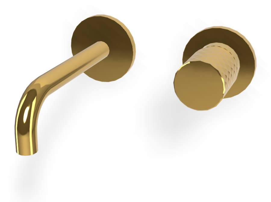 Смеситель для раковины Carlo Frattini Spillo Tech, ручка X Collection, настенный, с донным клапаном Click-Clack, излив 150 мм, внешняя часть, цвет золото