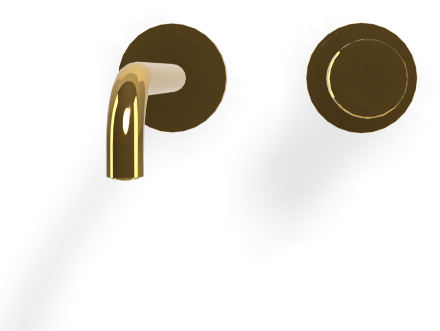 Смеситель для раковины Carlo Frattini Spillo Tech, ручка X Collection, настенный, с донным клапаном Click-Clack, излив 150 мм, внешняя часть, цвет золото - изображение 1