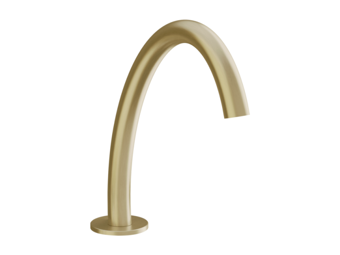 На изображении товар Излив Gessi Origini, отдельностоящий, средний, цвет Brushed Brass PVD от официального представителя в Москве