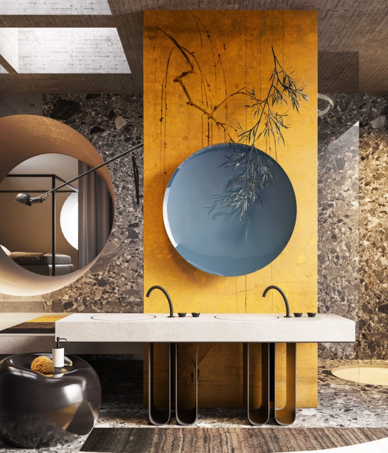 Излив Gessi Origini, отдельностоящий, средний, цвет Brushed Brass PVD - изображение 3