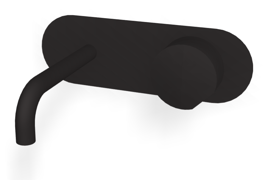 Смеситель для раковины Carlo Frattini SO, настенный, без ручек, с донным клапаном Click-Clack, излив 147 мм, внешняя часть, цвет чёрный матовый