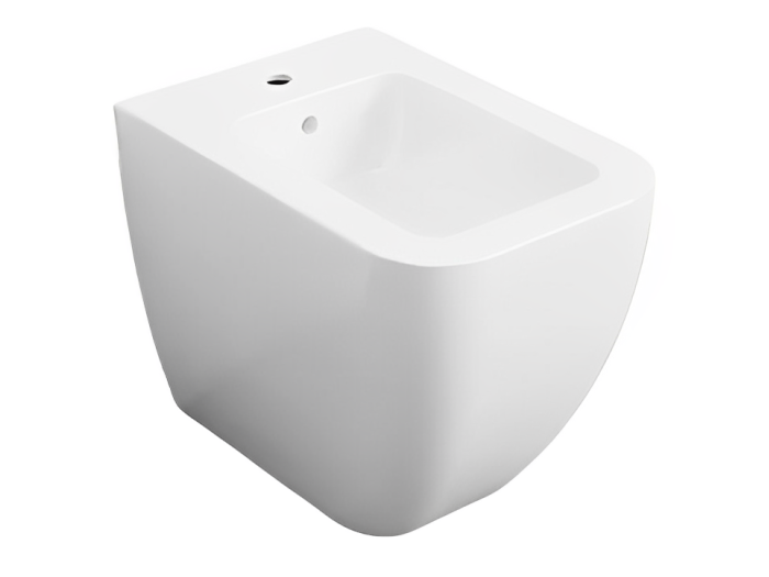 На изображении товар Биде Cielo Shui Comfort напольное, 550 х 380 мм, с 1 отверстием для смесителя, цвет белый глянцевый от официального представителя в Москве