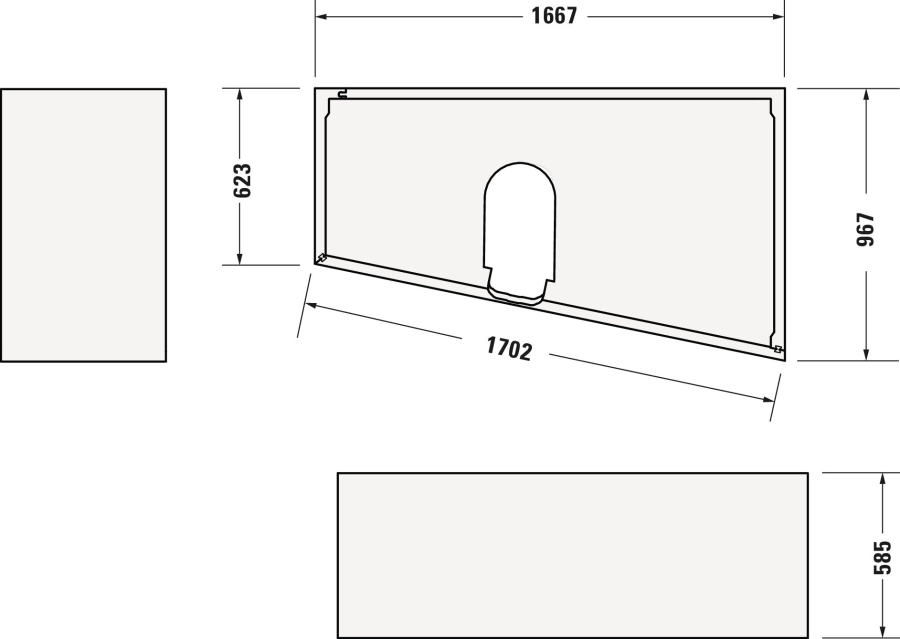 Ванна Duravit Duravit No.1, встраиваемая, 1700x1000 мм, трапеция, правый наклон, цвет белый - изображение 11