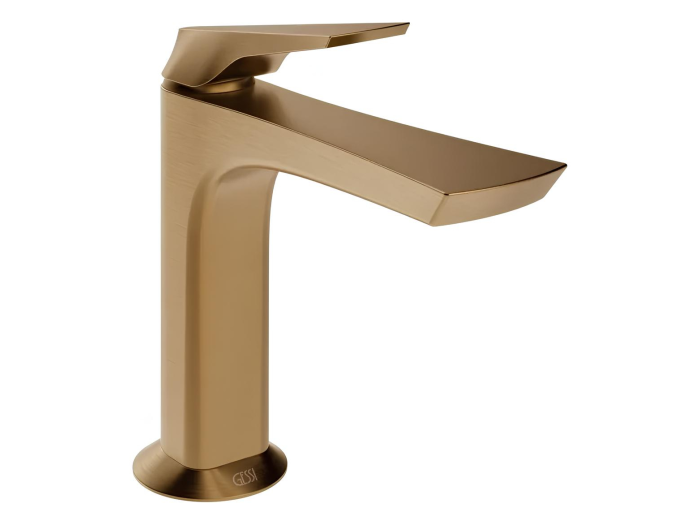 На изображении товар Смеситель для раковины Gessi Ventaglio, без донного клапана, цвет Warm Bronze Brushed PVD от официального представителя в Москве