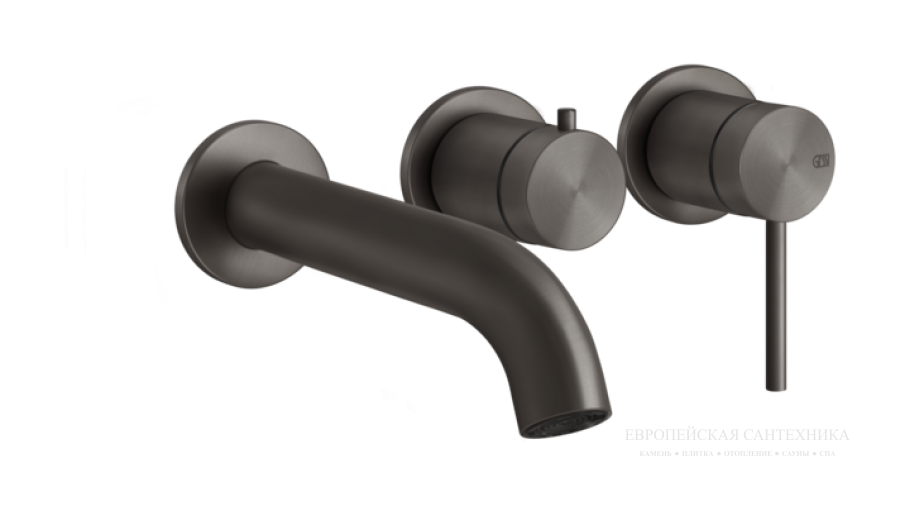 Смеситель для ванны Gessi 316, встраиваемый, на 2 выхода, излив, переключатель, цвет Black Metal Brushed PVD