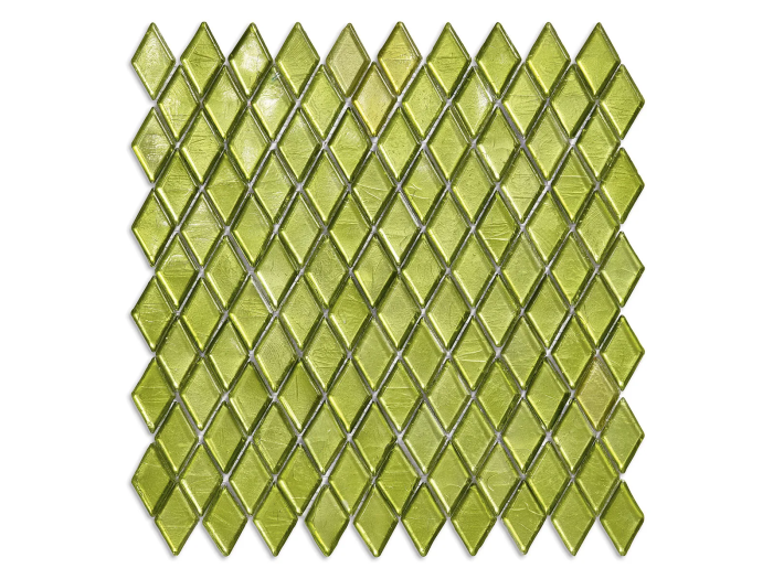 На изображении товар Sicis Стеклянная мозаика Diamond ITEM H1 Olivina chips size 23х40 mm sheet size 229x272 mm от официального представителя в Москве