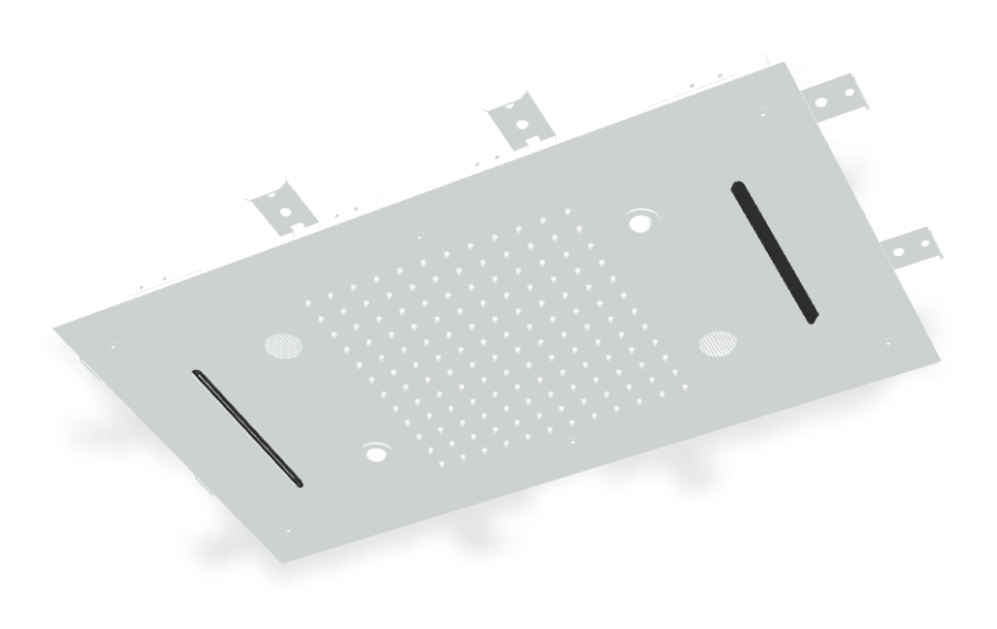 Верхний душ Carlo Frattini Harmonia, потолочный, с защитой от известкового налёта, с LED подсветкой для хромотерапии, пультом, аудио/bluetooth, 700x400 мм, цвет белый матовый