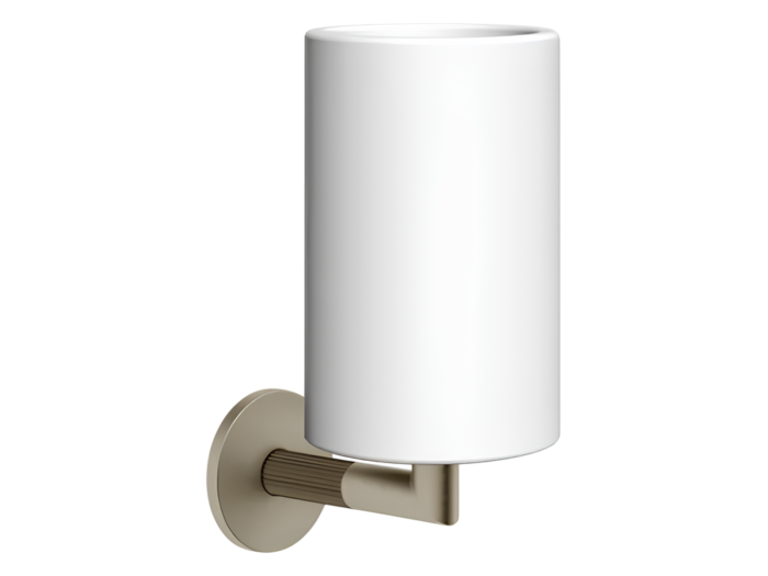 На изображении товар Стакан Gessi Ingranaggio, настенный, цвет White/Finox Brushed Nickel от официального представителя в Москве