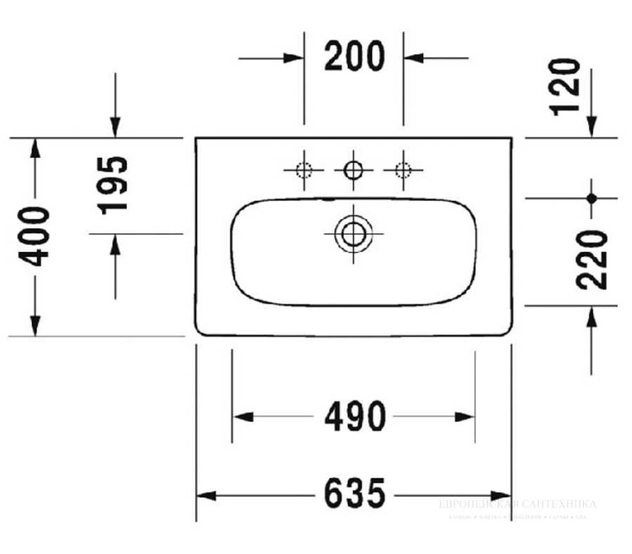 Раковина Duravit DuraStyle для мебели, 635х400 мм, с переливом, 1 отверстие под смеситель, цвет белый с покрытием WonderGliss - изображение 5