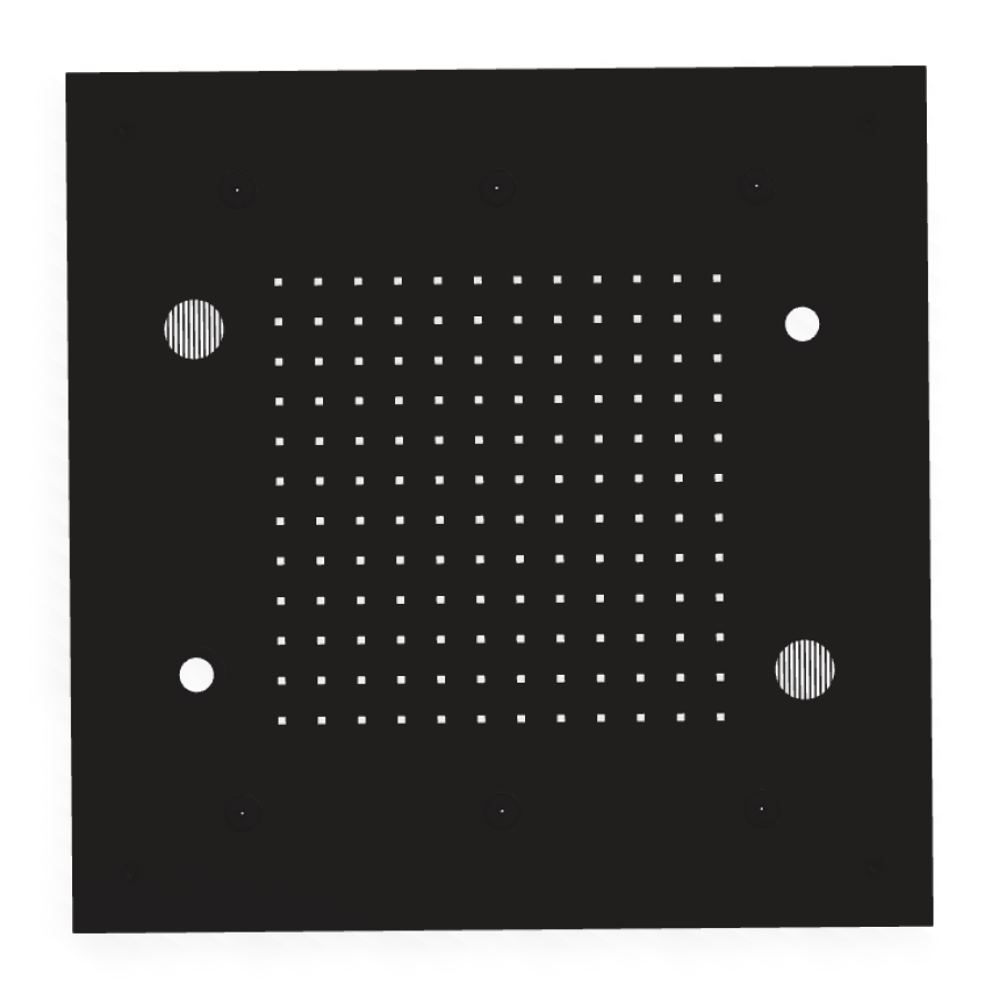 Верхний душ Carlo Frattini Harmonia, потолочный, с защитой от известкового налёта, с LED подсветкой для хромотерапии, пультом, аудио/bluetooth, 500x500 мм, цвет чёрный матовый - изображение 1