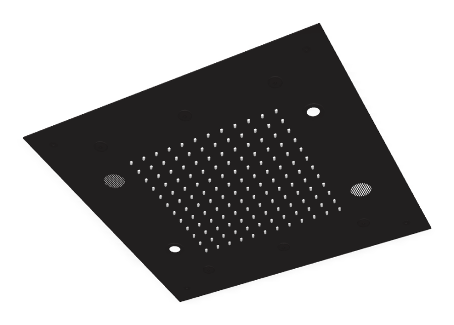 Верхний душ Carlo Frattini Harmonia, потолочный, с защитой от известкового налёта, с LED подсветкой для хромотерапии, пультом, аудио/bluetooth, 500x500 мм, цвет чёрный матовый