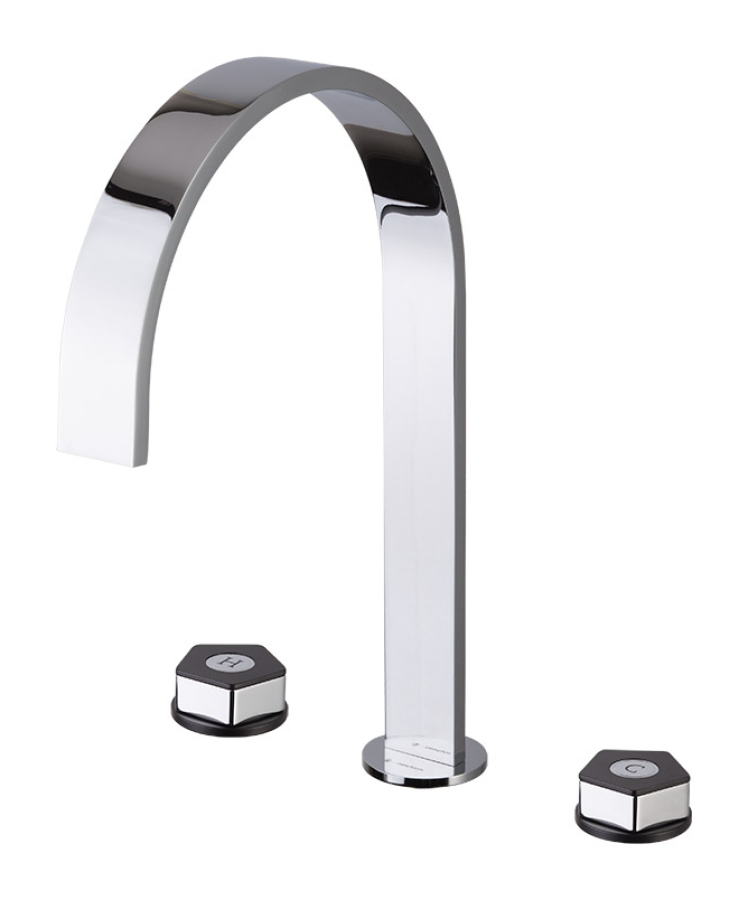 Cмеситель для раковины Newform Park Limited Edition, на 3 отверстия, без донного клапана, цвет Chrome-Matt black