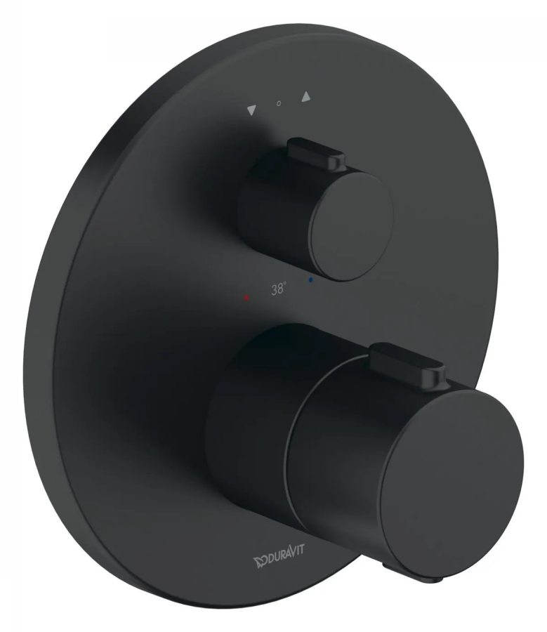 Термостат Duravit Thermostatic, на 2 потребителя, круглая накладка Ø 170 мм, латунь, внешняя часть, цвет чёрный матовый
