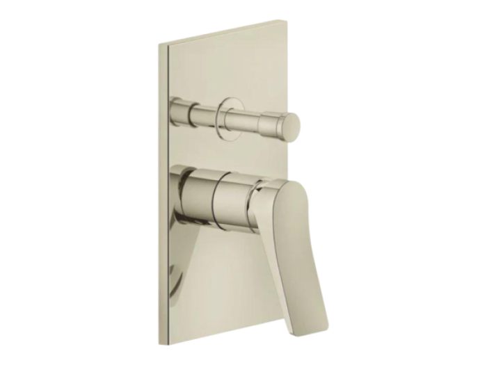 На изображении товар Смеситель для душа Gessi Rilievo, однорычажный, на 2 выхода, с переключателем ванна/душ, внешняя часть, Н-220 мм, цвет Nickel PVD от официального представителя в Москве