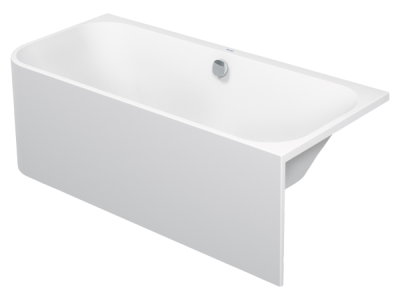 На изображении товар Ванна Duravit Happy D.2, угол справа, 1800х800 мм, c двумя наклонами для спины, с интегрированной акриловой панелью и ножками, цвет белый от официального представителя в Москве
