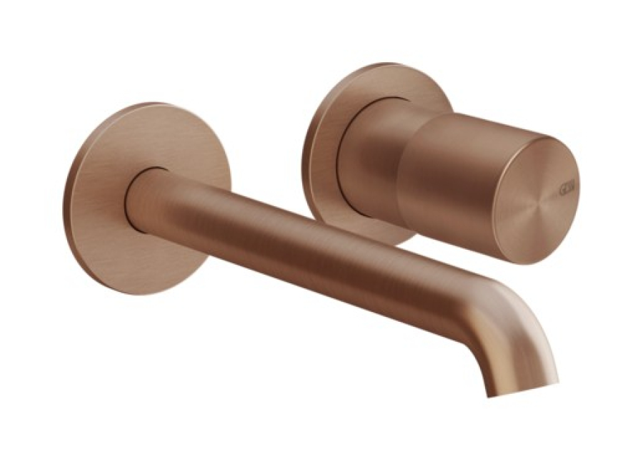 Смеситель для раковины Gessi Habito, встраиваемый, 2 отверстия, настенный, внешняя часть, цвет Copper Brushed PVD