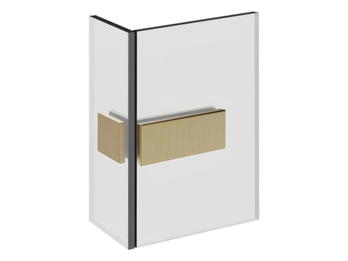 На изображении товар Зажим стекло-стекло Shower G, угoл 90°, цвет Brushed Brass PVD от официального представителя в Москве