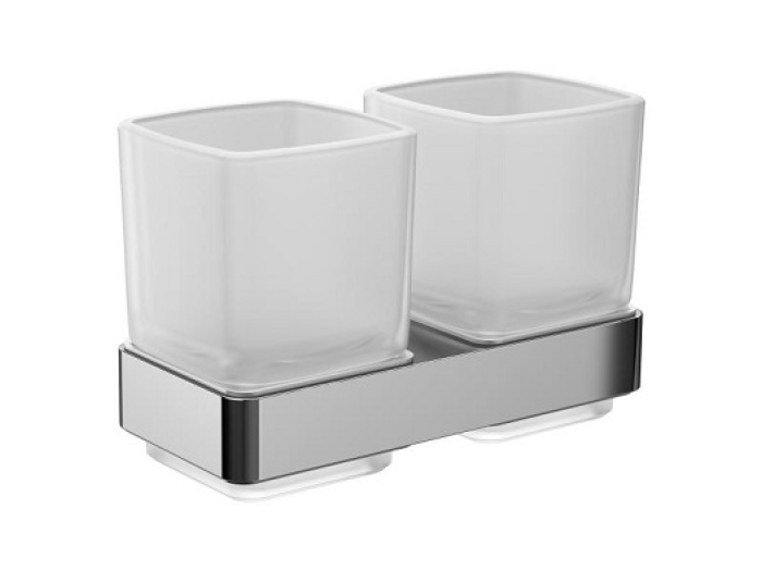 На изображении товар 2 стакана, Emco Loft, 155 х 100 мм, с держателем, стекло, хром от официального представителя в Москве
