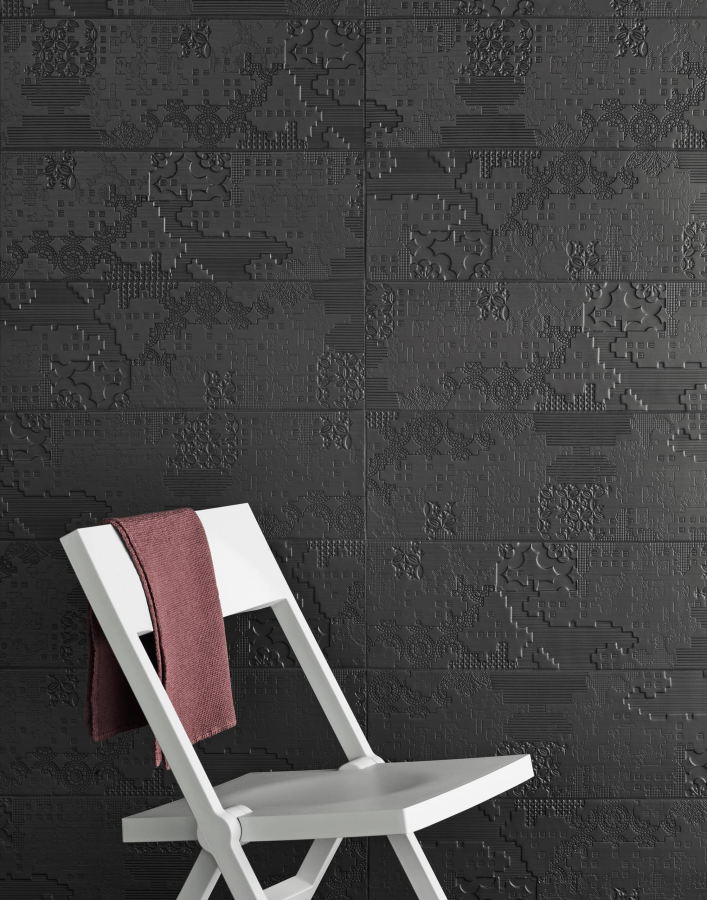 Mutina Керамогранит Bas Relief Patchwork Relief Nero 18x54 - изображение 3