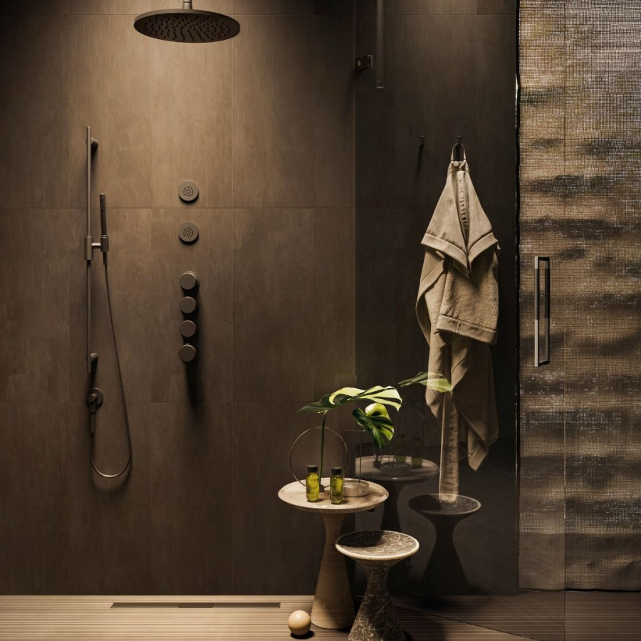 Душевой гарнитур Gessi Habito, штанга h900 мм, ручной душ, держатель, настенное шланговое подсоединение, цвет Chrome - изображение 1