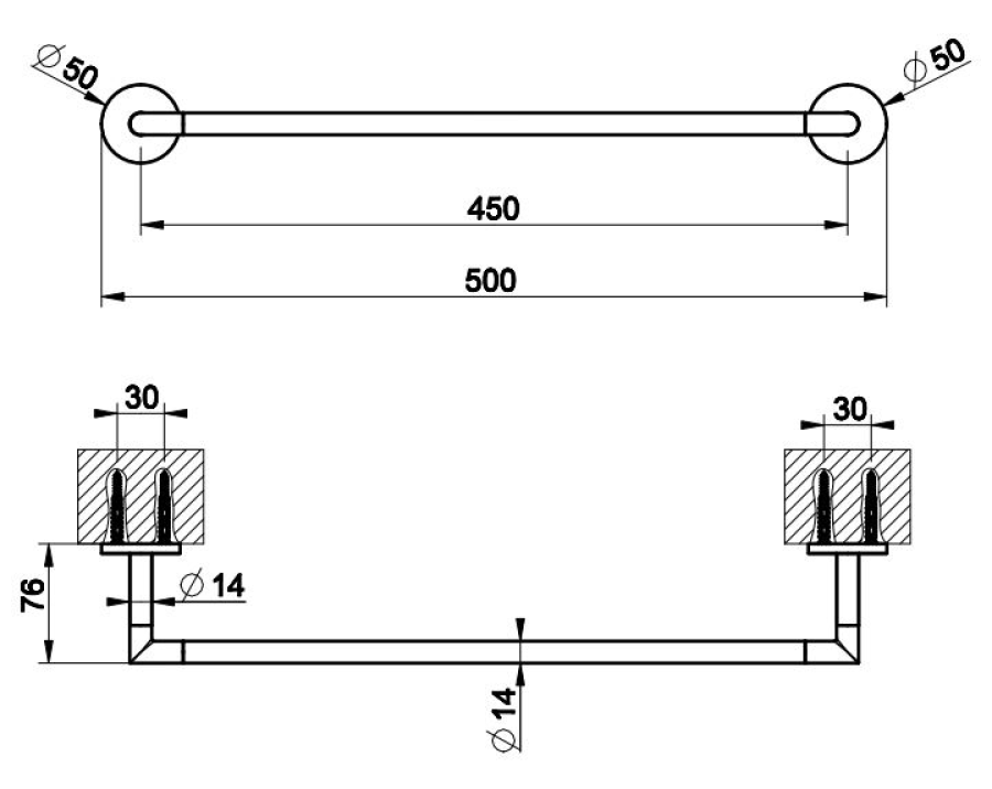 Полотенцедержатель Gessi Anello, настенный, 500 мм, цвет Finox Brushed Nickel - изображение 1
