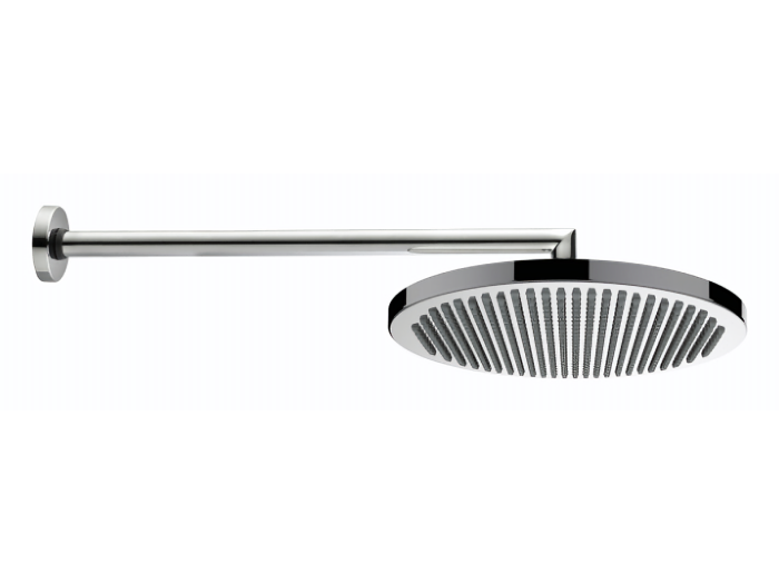 На изображении товар Верхний душ Bossini Apice Ø 280 мм, с настенным кронштейном, из латуни, Ø 21x400 мм, 1/2”, цвет никель брашированный от официального представителя в Москве