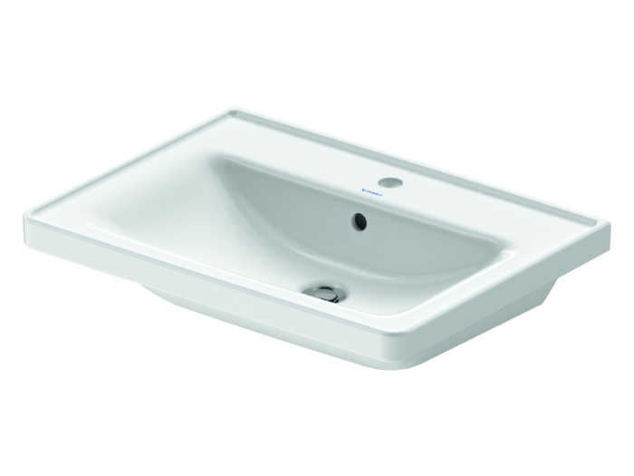 На изображении товар Раковина Duravit D-Neo для мебели, 650x480 мм, с переливом, 1 отверстие под смеситель, цвет белый с покрытием WonderGliss от официального представителя в Москве
