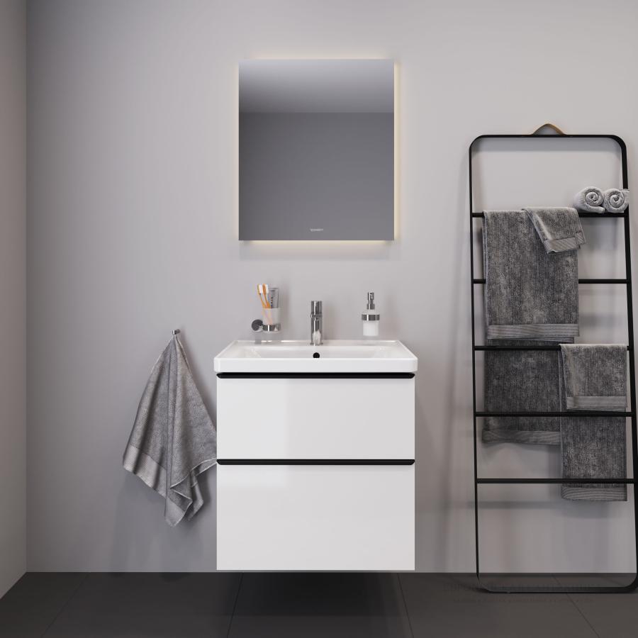 Раковина Duravit D-Neo для мебели, 650x480 мм, с переливом, 1 отверстие под смеситель, цвет белый с покрытием WonderGliss - изображение 7