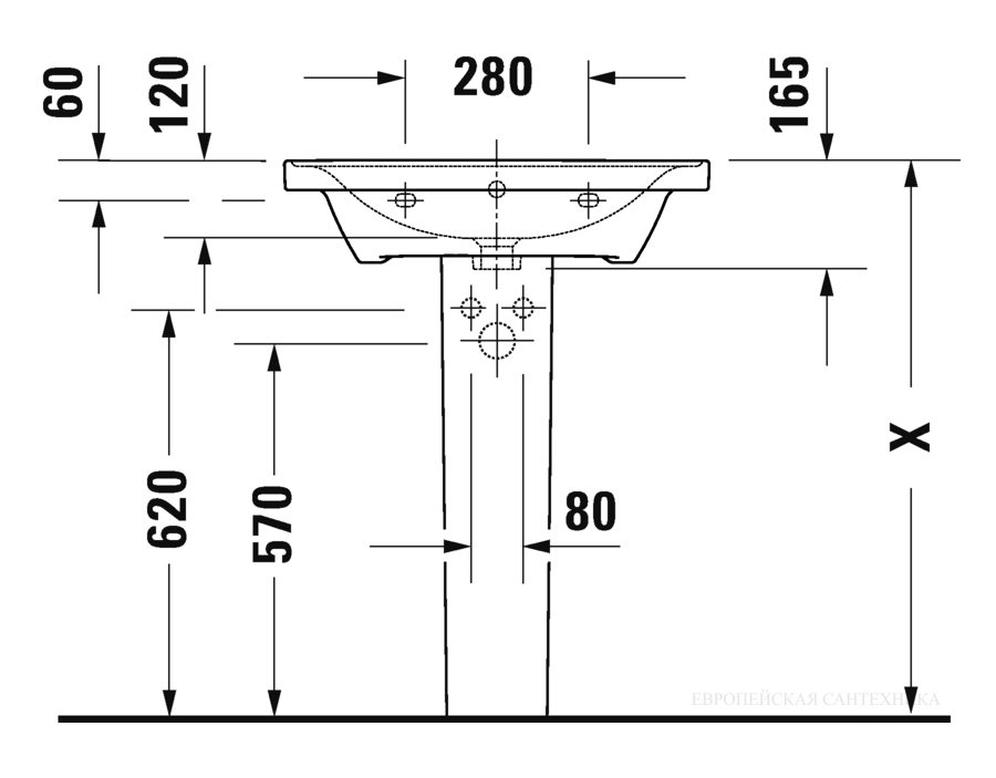 Раковина Duravit D-Neo для мебели, 650x480 мм, с переливом, 1 отверстие под смеситель, цвет белый с покрытием WonderGliss - изображение 10