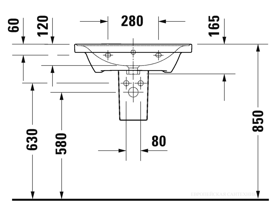 Раковина Duravit D-Neo для мебели, 650x480 мм, с переливом, 1 отверстие под смеситель, цвет белый с покрытием WonderGliss - изображение 9