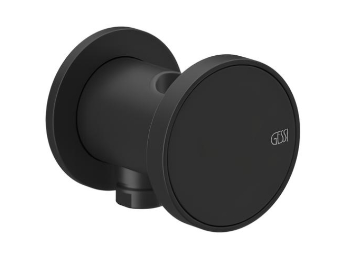 На изображении товар Шланговое подсоединение Gessi Origini, с встроенным держателем лейки и выводом воды, цвет Matte Black от официального представителя в Москве