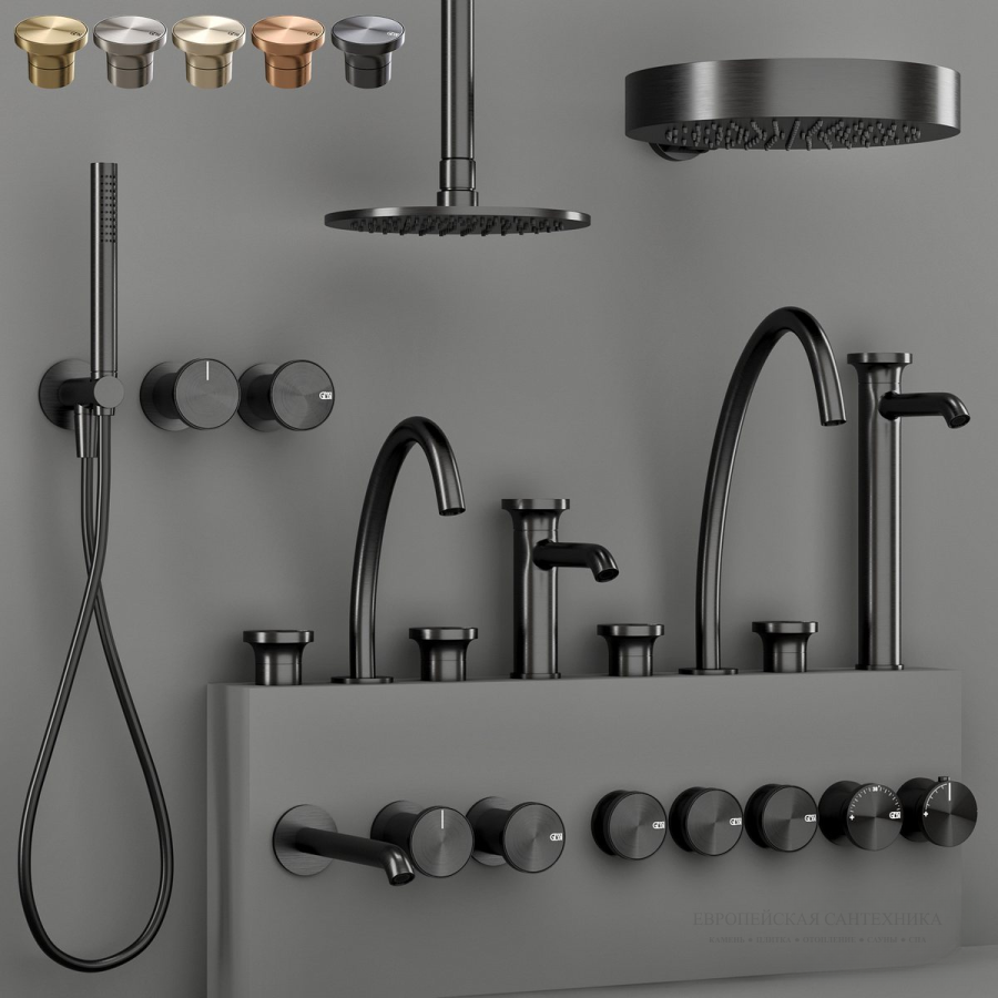 Верхний душ Gessi Origini, Ø320 мм, настенный, поворотный, цвет Black Metal Brushed PVD - изображение 5