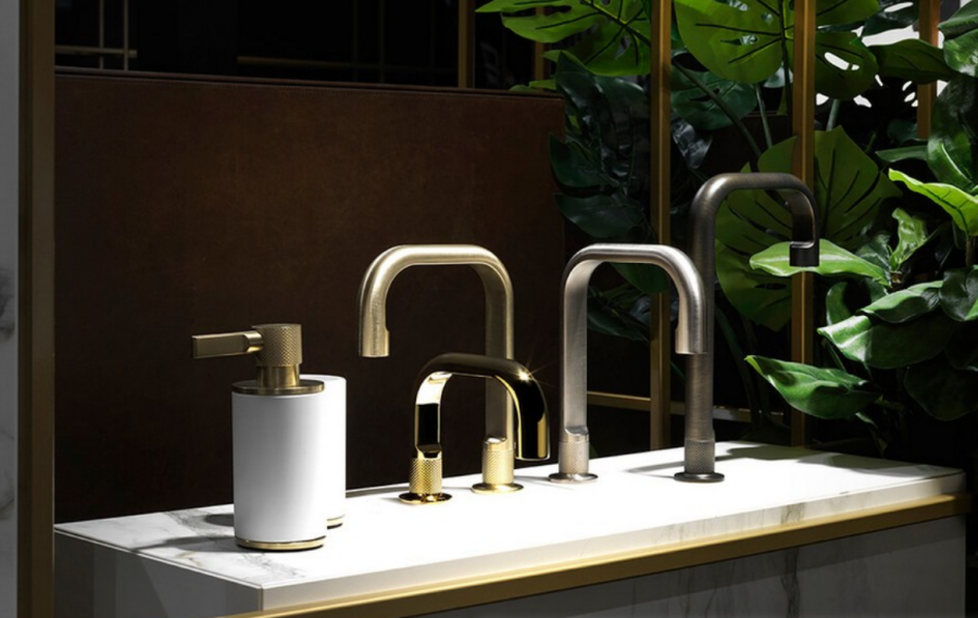 Дозатор Gessi Inciso, ø75х191 мм, настольный, цвет White/Gold PVD - изображение 1