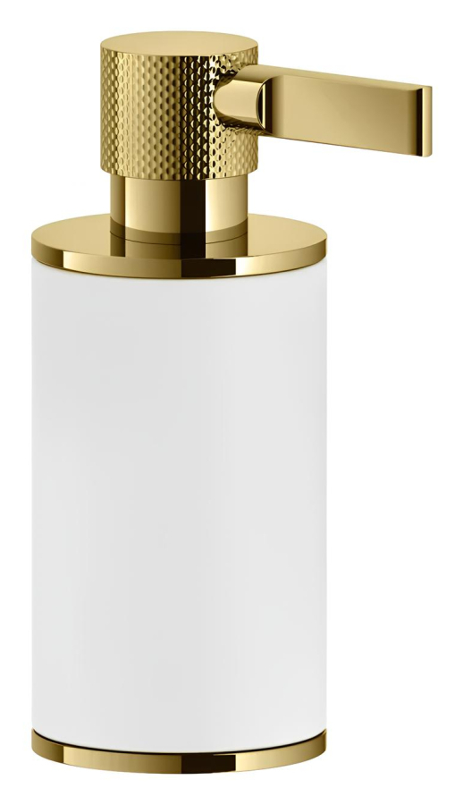 Дозатор Gessi Inciso, ø75х191 мм, настольный, цвет White/Gold PVD