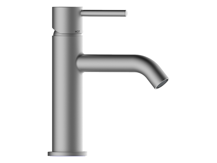 На изображении товар Смеситель для раковины Bossini Teo-M , высокий, донный клапан Click-Clack, цвет Brushed Nickel от официального представителя в Москве