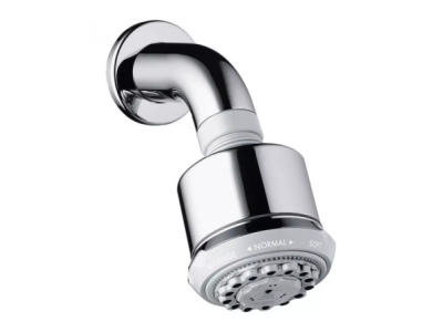 На изображении товар Верхний душ Hansgrohe Clubmaster, настенный, 3 jet EcoSmart, с держателем, цвет хром от официального представителя в Москве