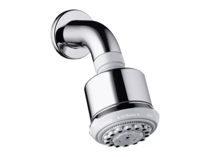 На изображении товар Верхний душ Hansgrohe Clubmaster, настенный, 3 jet EcoSmart, с держателем, цвет хром от официального представителя в Москве