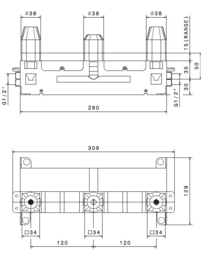Скрытая часть смесителя Newform, на 3 отверстия - изображение 1
