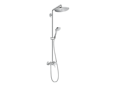 На изображении товар Душевая система Hansgrohe Croma Select 280 Air 1jet Showerpipe, с однорычажным смесителем, цвет хром от официального представителя в Москве