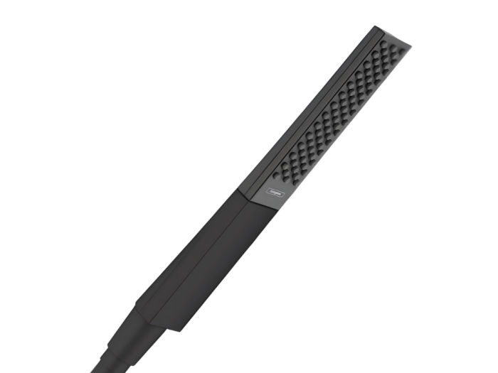 На изображении товар Ручной душ Hansgrohe Rainfinity 100 1jet, лейка, 1 тип струи, цвет черный матовый от официального представителя в Москве